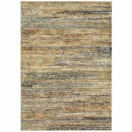 Homeroots 3 x 5 ft. Abstract Rectangle Area Rug, Gold & Green 383702
